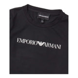 Emporio Armani T-Shirt Girocollo Tinta Unita con Stemma Logo per Bambino EB0004211 NERO EMPORIO ARMANI 