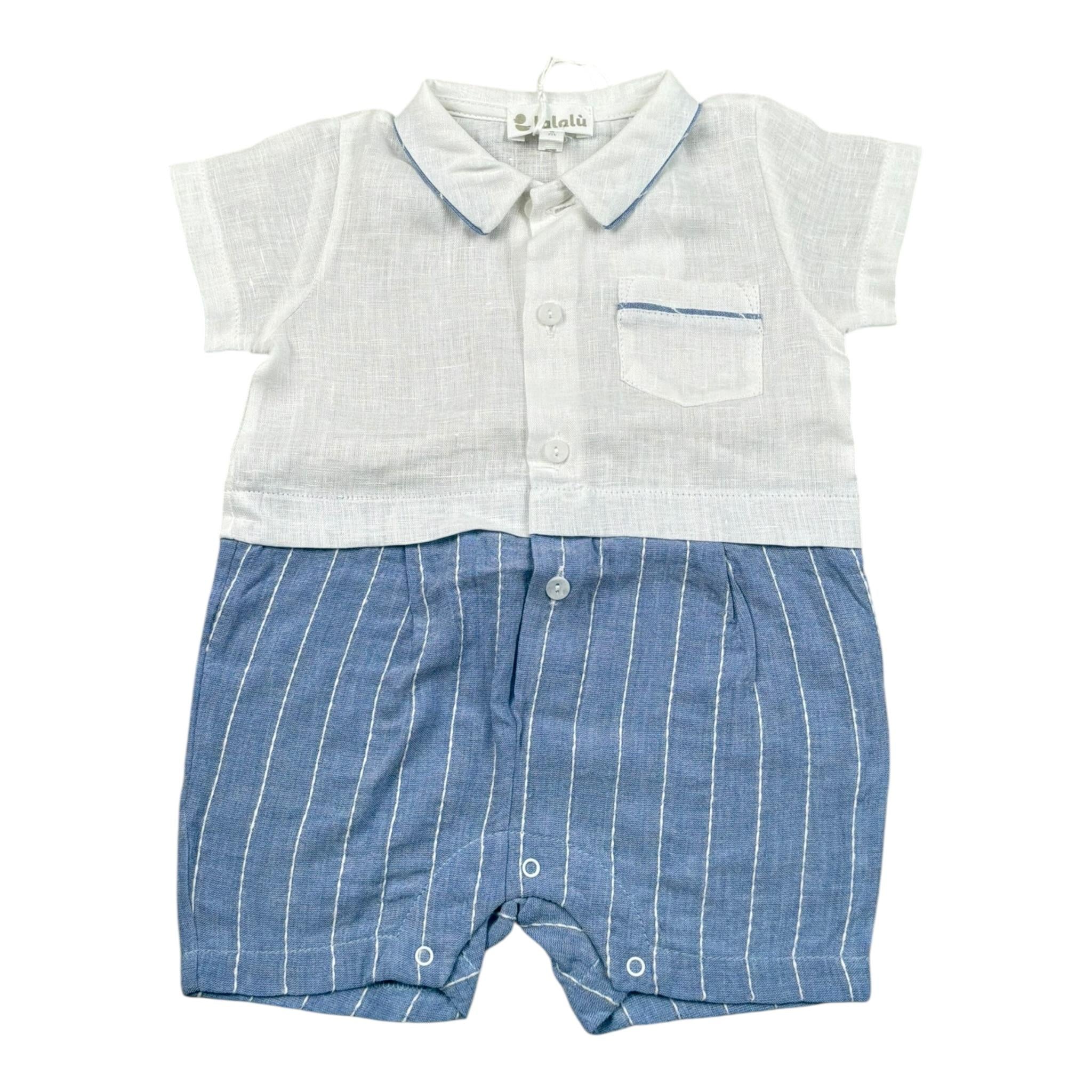 Lalalu' Pagliaccetto Bicolore Mezza Manica per Neonato PAL03P BIANCO/AZZURRO LALALU' 