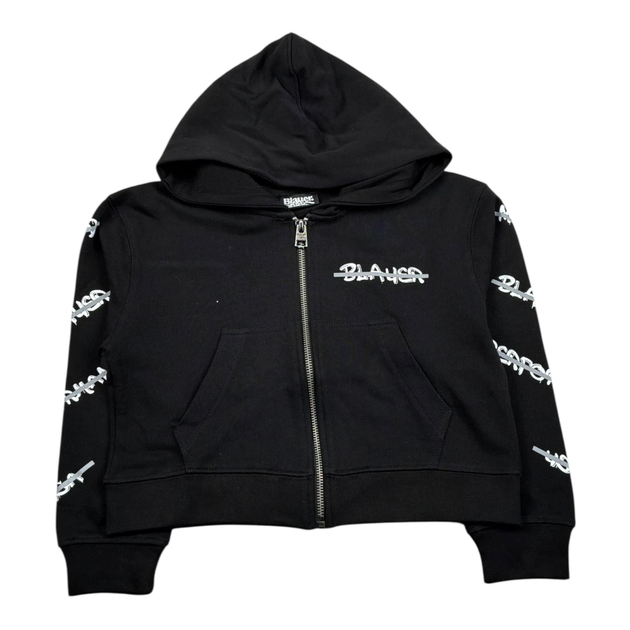 Blauer Felpa con Zip E Cappuccio Tinta Unita con Stampe per Bambina 25SBLGF02547 NERO BLAUER 