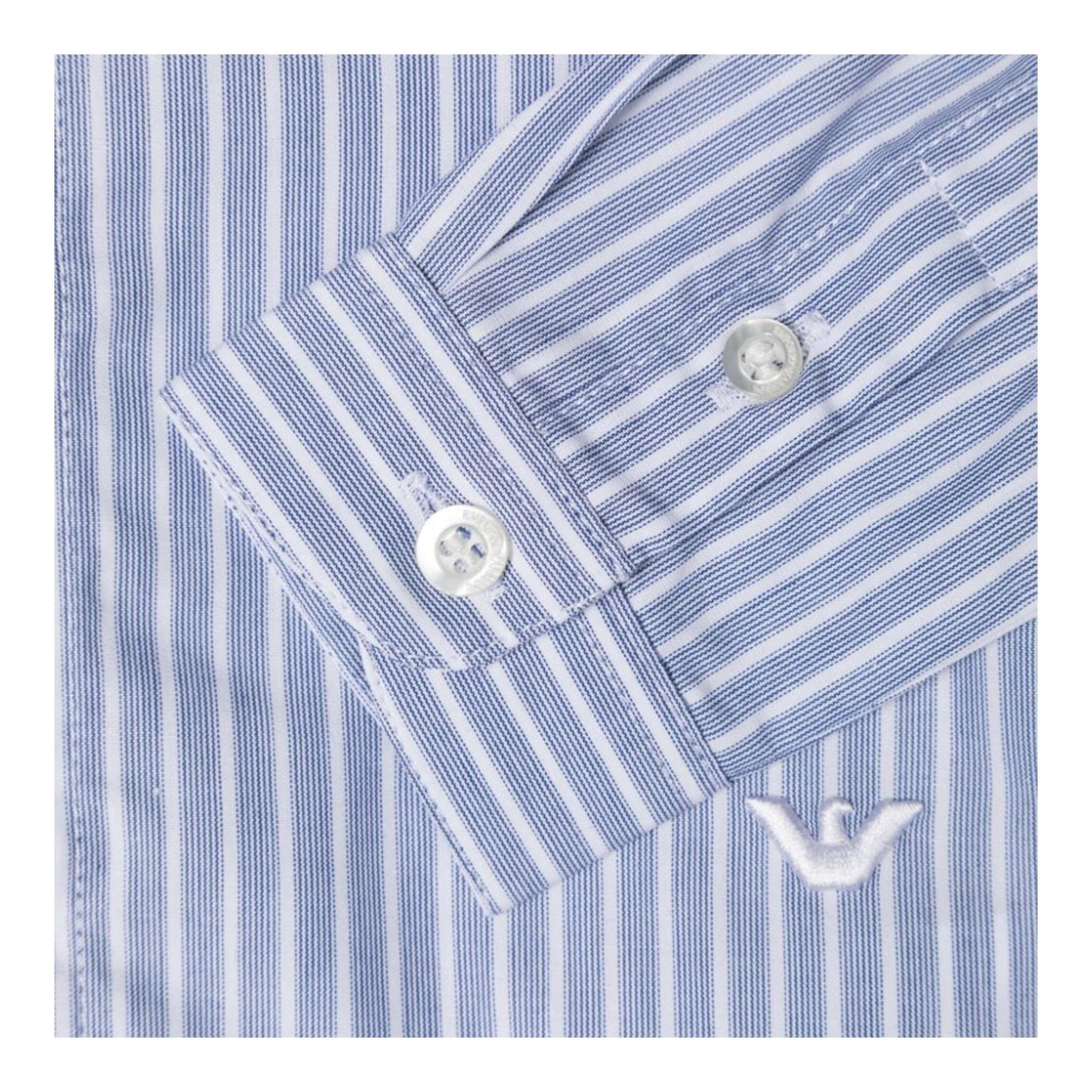 Emporio Armani Camicia Tinta Unita con Manica Lunga Fantasia A Righe per Neonato 6DHCJD AZZURRO EMPORIO ARMANI 