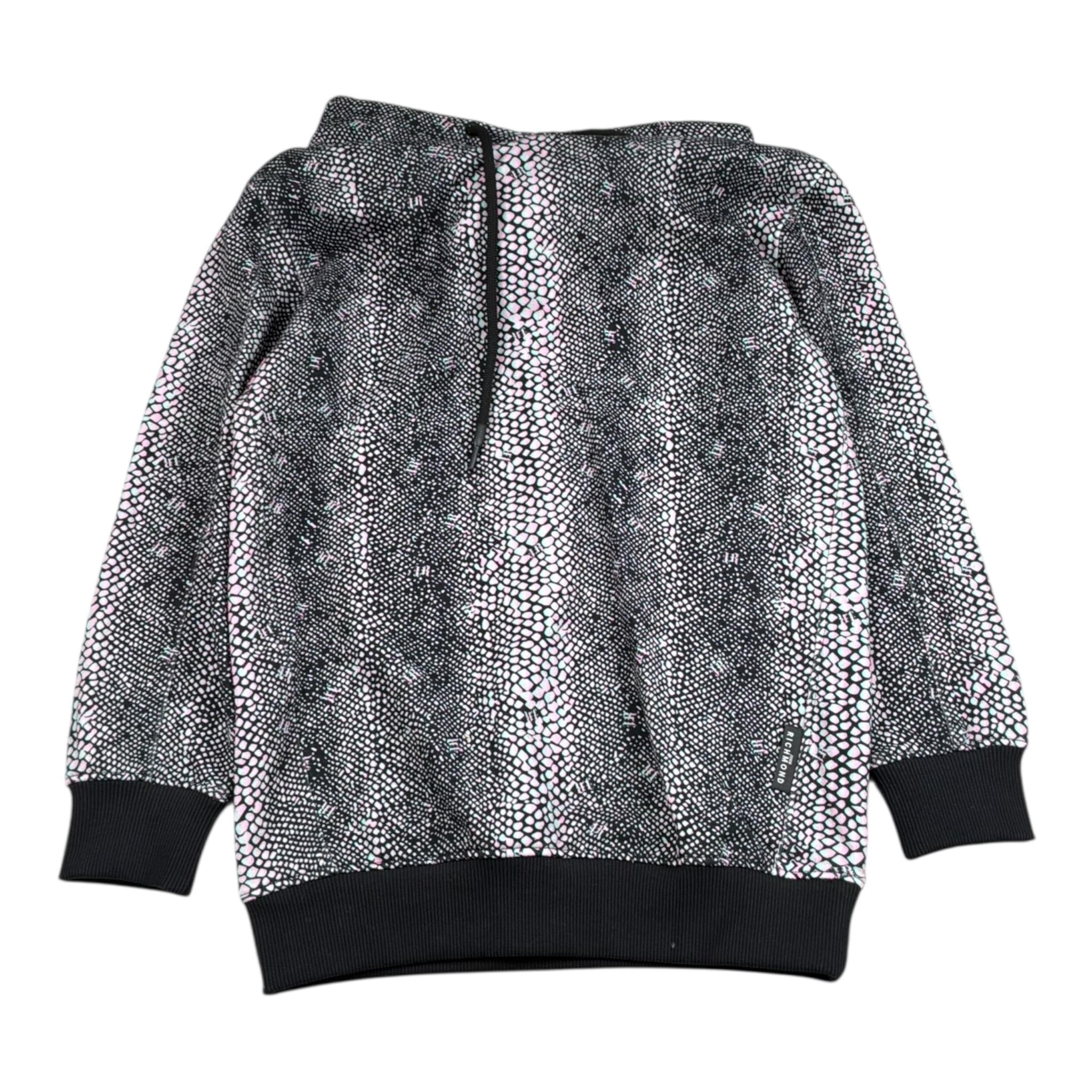 John Richmond Felpa Tinta Unita con Microfantasia E Cappuccio per Bambina RGP26165FE NERO JOHN RICHMOND 