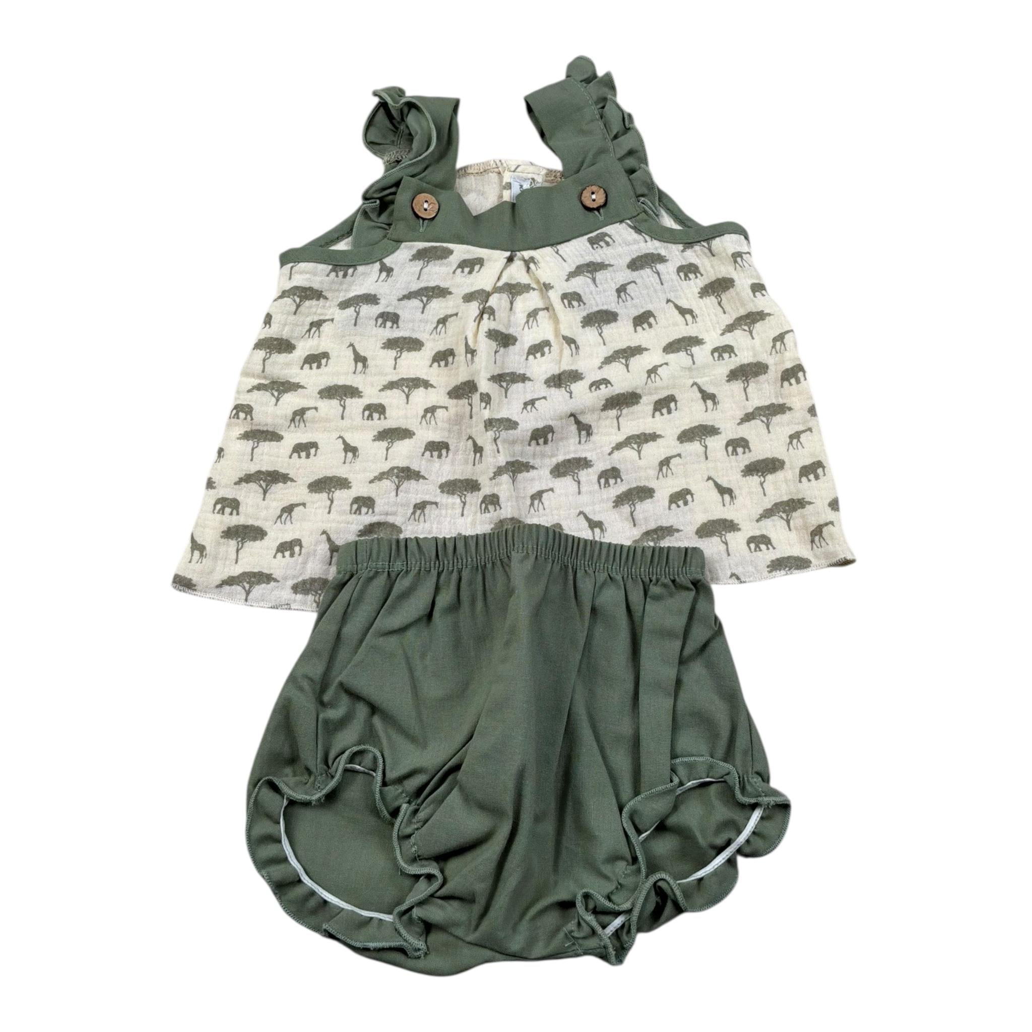 Calamaro Completo 2 Pezzi Camicia-Culotte per Bambina 17720J VERDE CALAMARO 