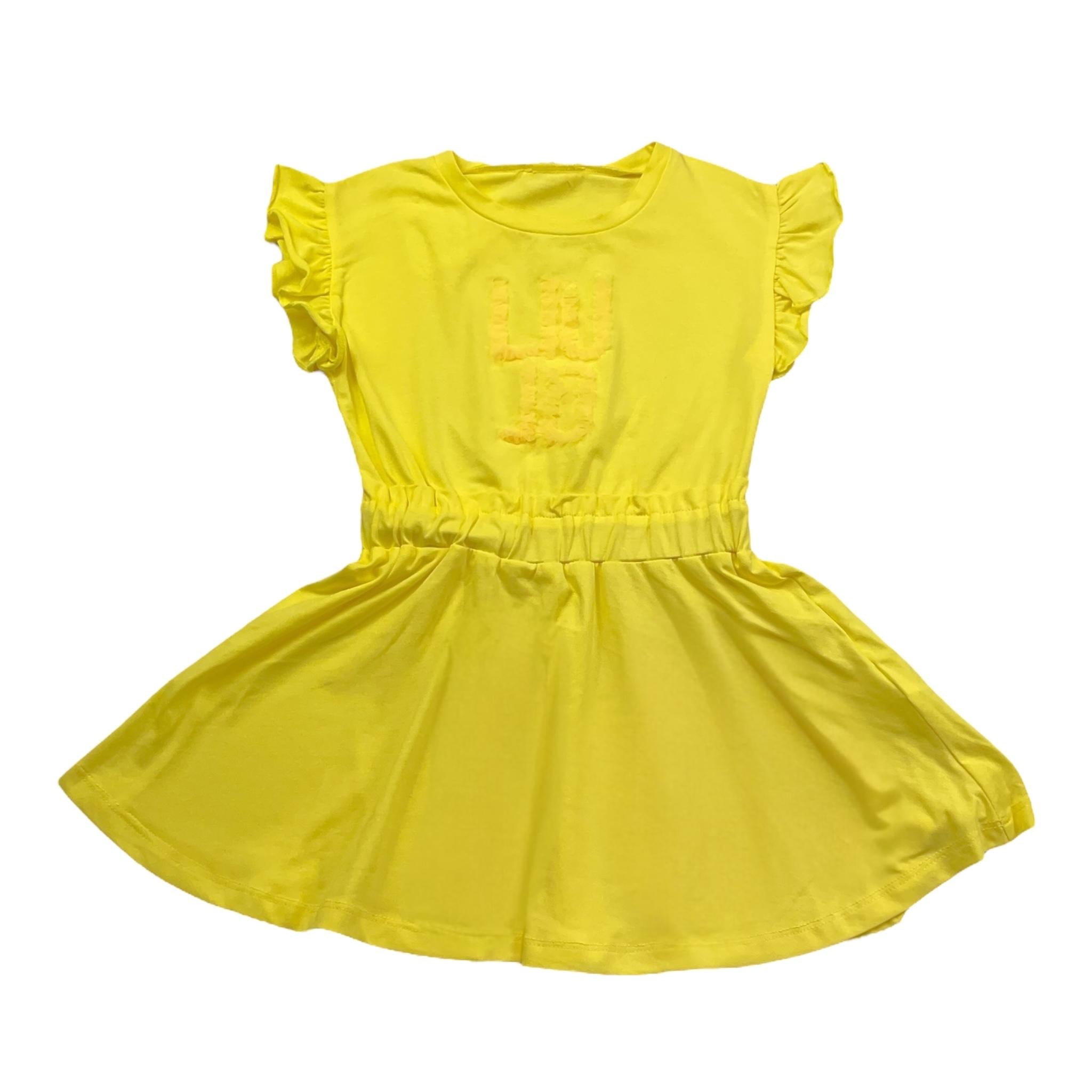 Liu Jo Abito Giromanica Tinta Unita con Stampa per Bambina KA4090 GIALLO LIU JO 