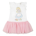 Monnalisa Abito Mezza Manica Tinta Unita con Gonna Tulle per Neonata 39E905 BIANCO/ROSA MONNALISA 