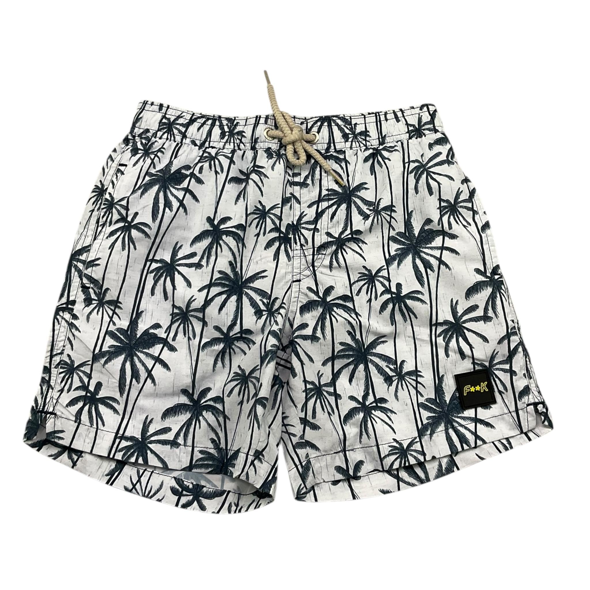 F**K Costume Tinta Unita Stampa Fantasia Palme per Bambino FJ25J03BA30X19 BIANCO F**K 