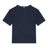 Tommy Hilfiger T-Shirt Girocollo Tinta Unita con Logo per Bambino KB0KB09601 BLU TOMMY HILFIGER 
