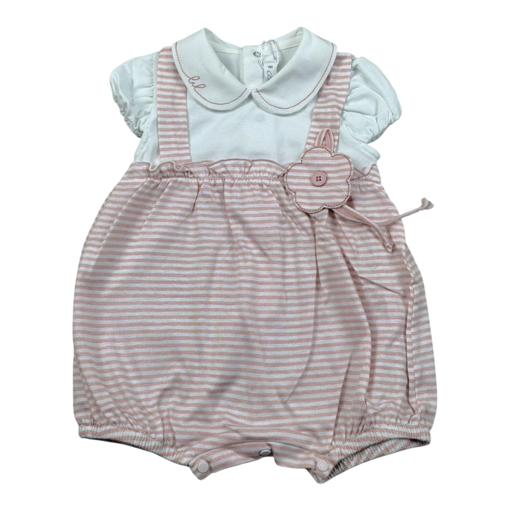 Barcellino Pagliaccetto Bicolore Mezza Manica per Neonata 120903 BIANCO/ROSA BARCELLINO 