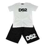 Dropseason2 Completo 2 Pezzi T-Shirt-Bermuda Bicolore per Bambino SS25K023 BIANCO/NERO DROPSEASON2 
