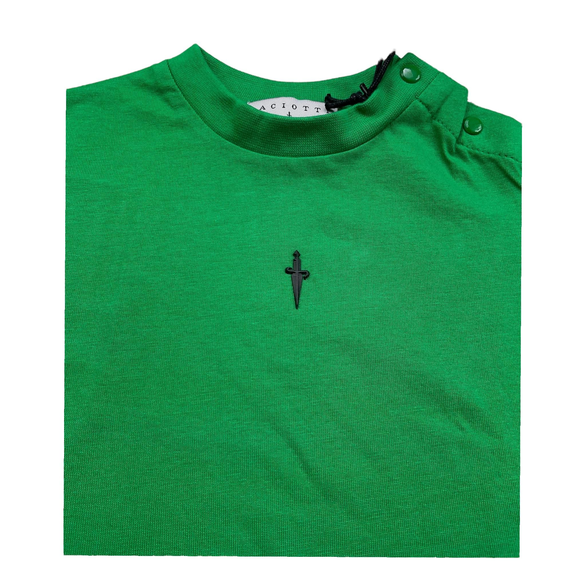 Cesare Paciotti T-Shirt Girocollo Tinta Unita con Stampa per Neonato TSP5105BX VERDE CESARE PACIOTTI 