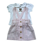 Moschino Completo 2 Pezzi Salopette-T-Shirt Bicolore per Neonata MAG00Z BIANCO/ROSA MOSCHINO 