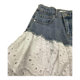 Met Gonna In Denim Tinta Unita con Pizzo San Gallo per Bambina ME367 BLU MET 