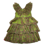 Met Abito Giromanica Tinta Unita Fantasia Maculata per Bambina ME302 VERDE MET 