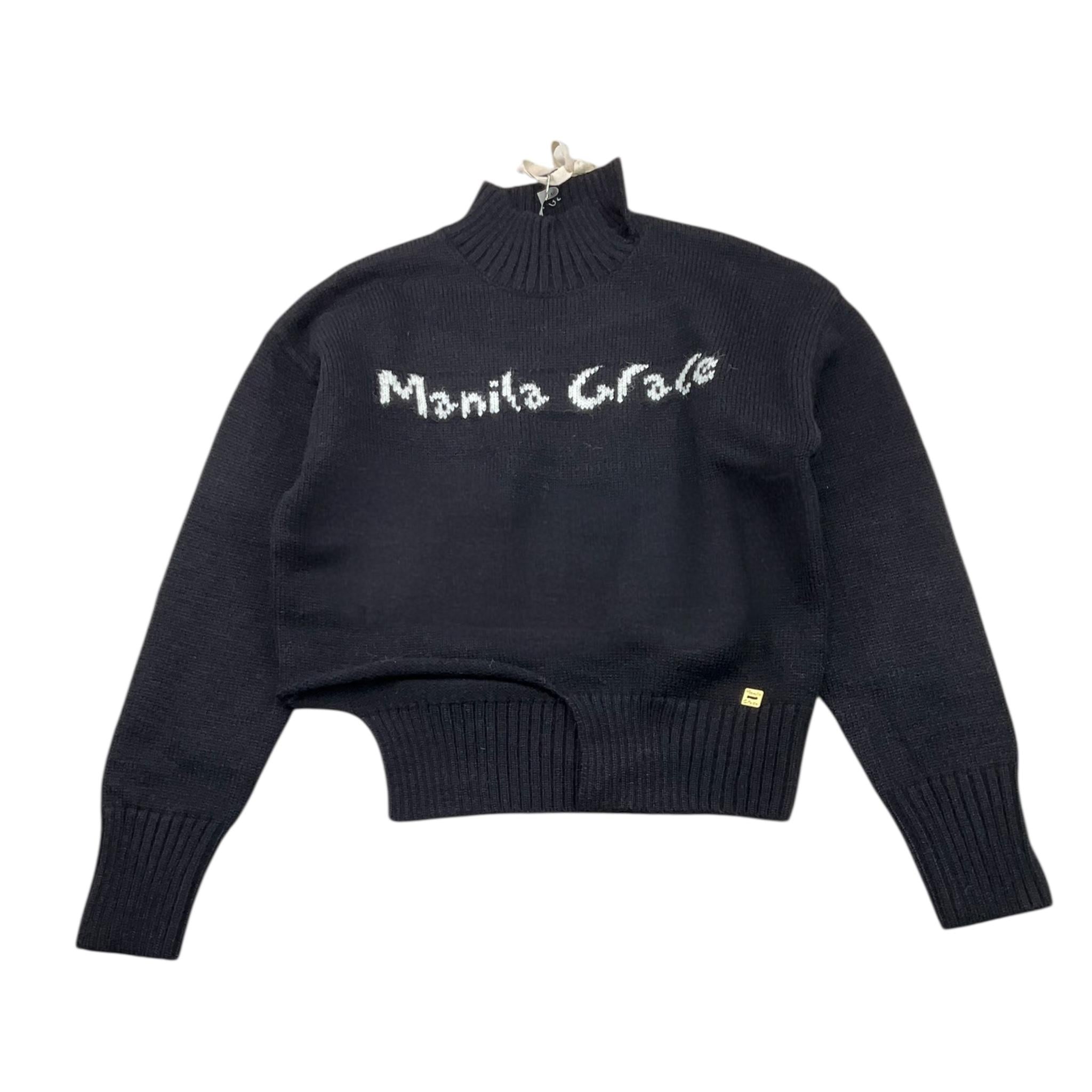 MANILA GRACE maglia collo alto tinta unita con stampa Nero per Bambina MFJF24M169 NERO MANILA GRACE 