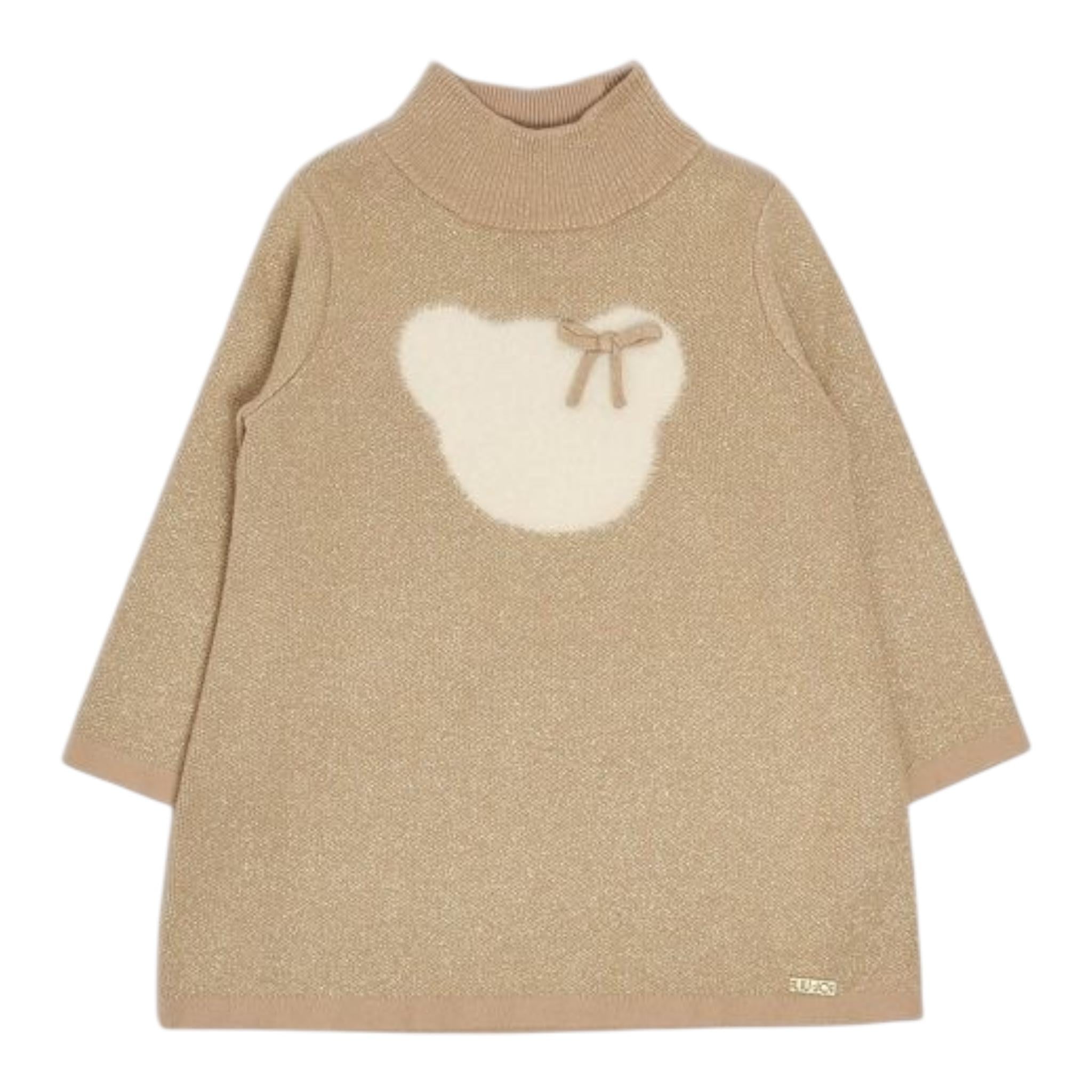 LIU JO abito in maglia collo alto tinta unita con stampa Sabbia per Neonata KF4071X SABBIA LIU JO 