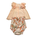 Barcellino Completo 2 Pezzi Abito-Culotte Bicolore  per Neonata 121505 PESCA BARCELLINO 