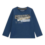 GUESS shirt girocollo tinta unita con stampa Blu per Bambino N4BI20I3Z14 BLU GUESS 
