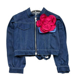 Miss Grant Giubbino In Denim Tinta Unita con Applicazine per Bambina MG1249 BLU MISS GRANT 