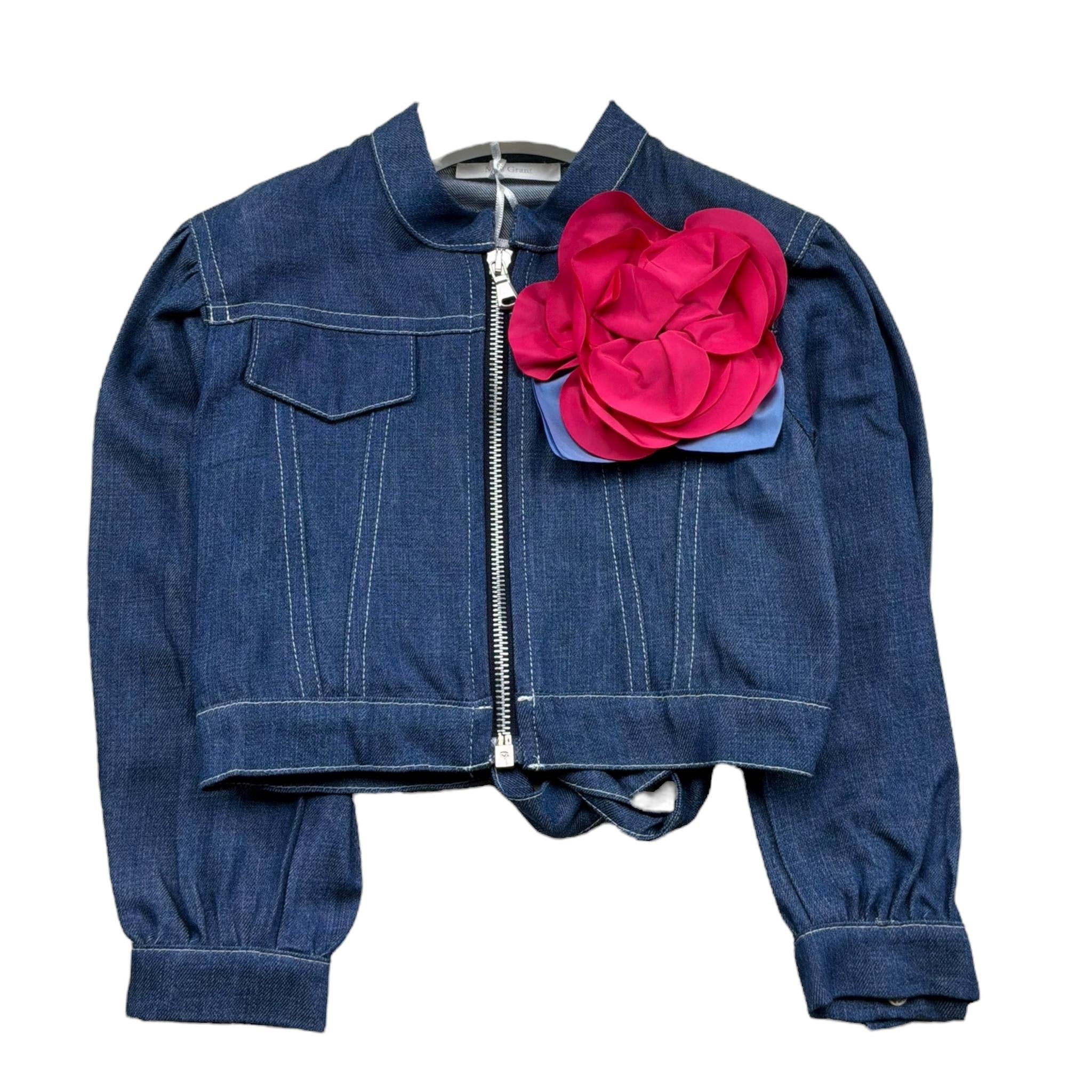 Miss Grant Giubbino In Denim Tinta Unita con Applicazine per Bambina MG1249 BLU MISS GRANT 