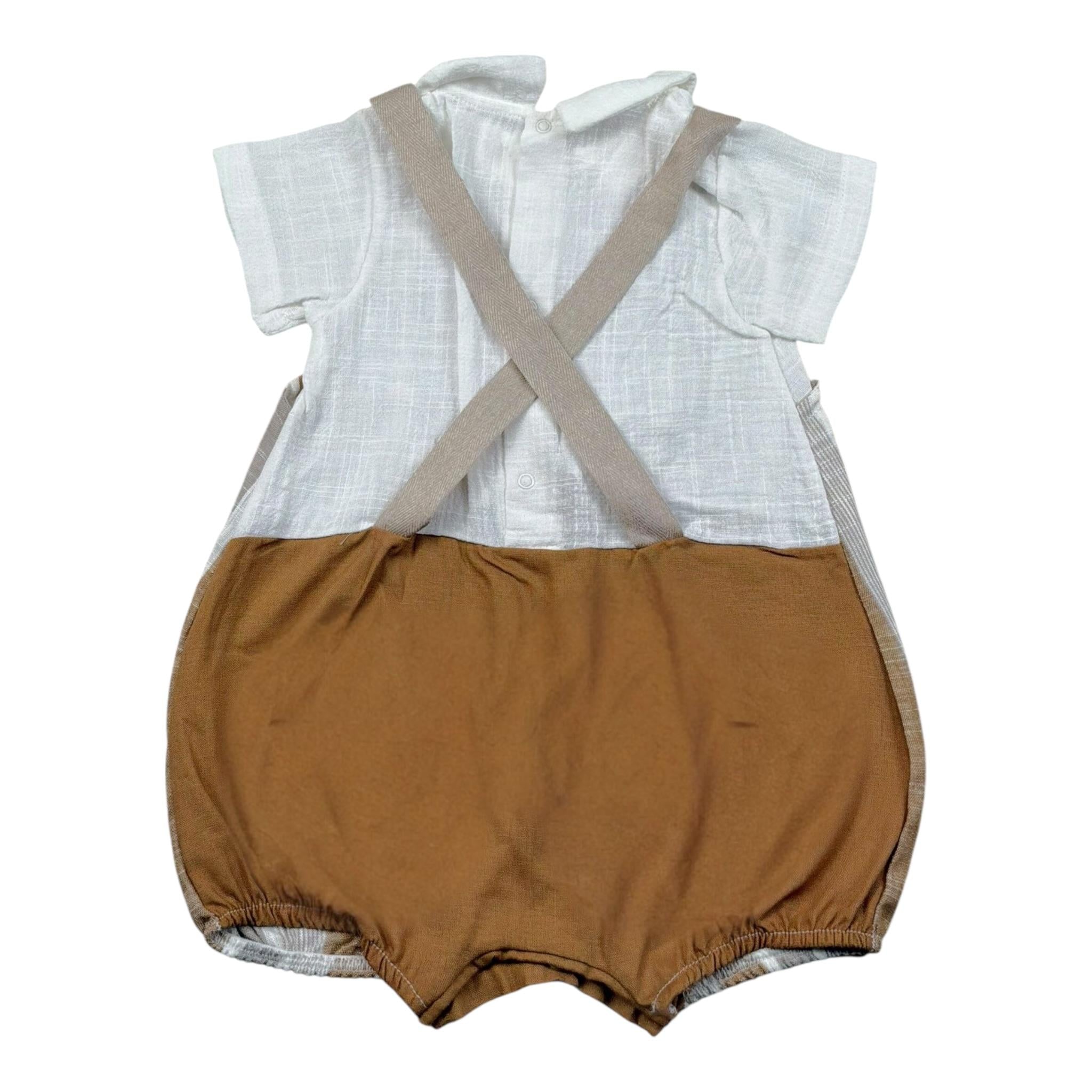 Babyvip Pagliaccetto Tricolore con Fantasia A Righe per Neonato T2809 CAMMELLO BABYVIP 