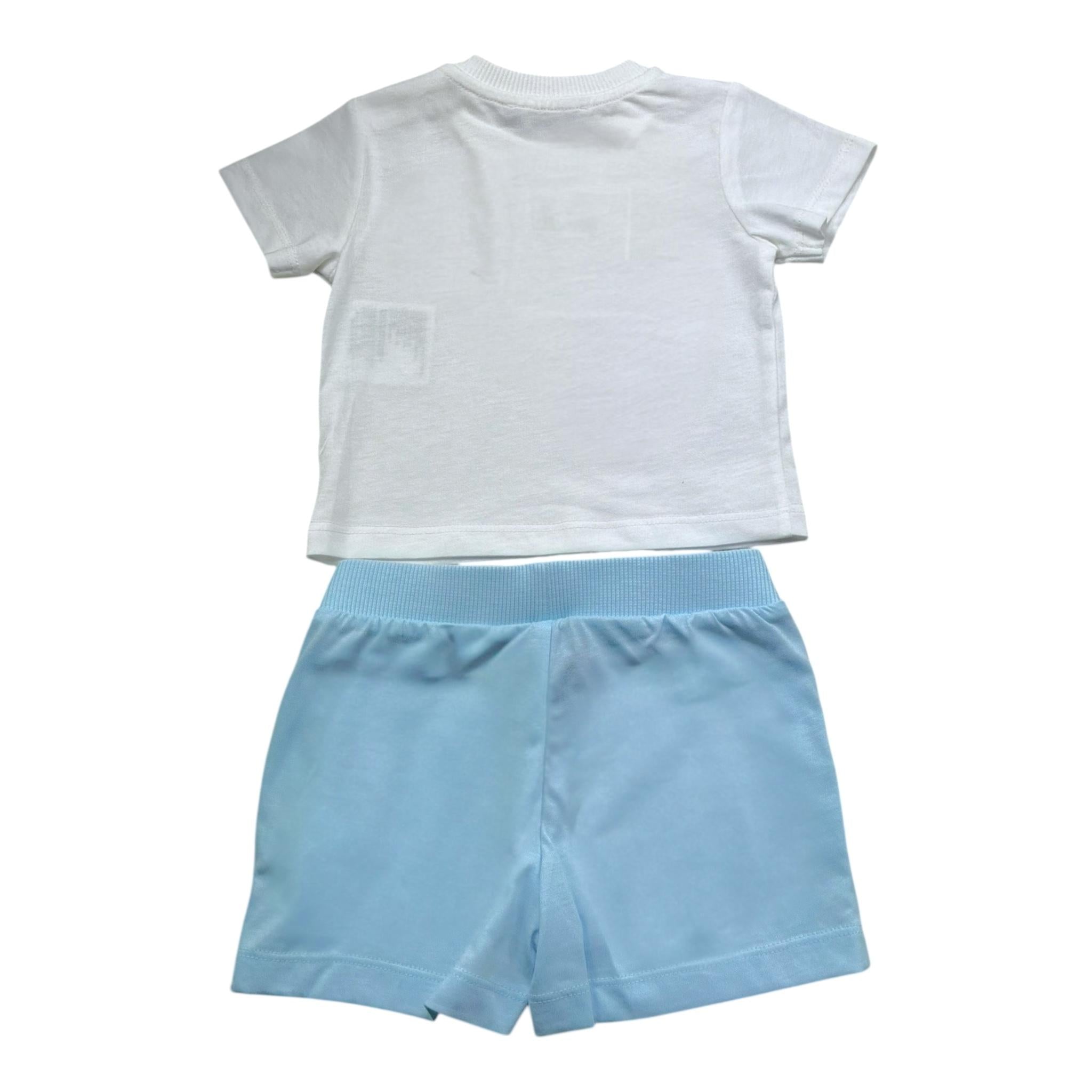 Moschino Completo 2 Pezzi Felpa-Bermuda Bicolore per Neonato M5G00M BIANCO/AZZURRO MOSCHINO 