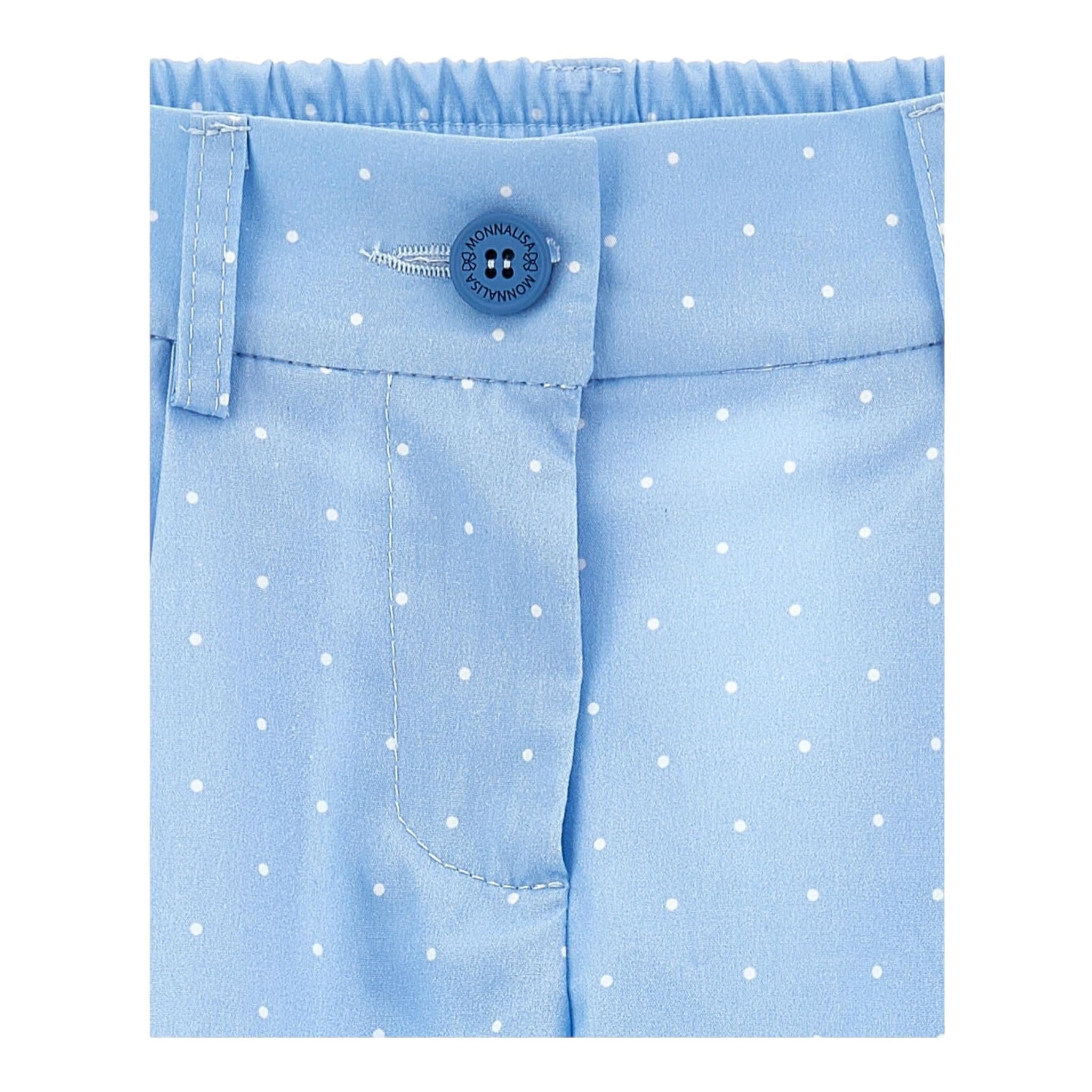 Monnalisa Pantalone Modello Palazzo Tinta Unita per Bambina 11E420 AZZURRO MONNALISA 