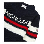 MONCLER maglia girocollo fantasia a righe con logo Blu per Bambino 9549C BLU MONCLER 