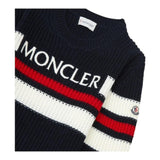 MONCLER maglia girocollo fantasia a righe con logo Blu per Bambino 9549C BLU MONCLER 