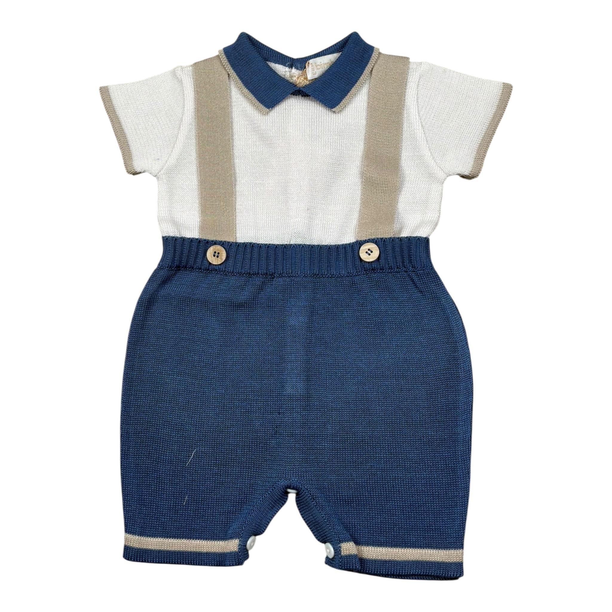 Bimbalo' Pagliaccetto Bicolore Mezza Manica per Neonato 7620 BIANCO/BLU BIMBALO' 