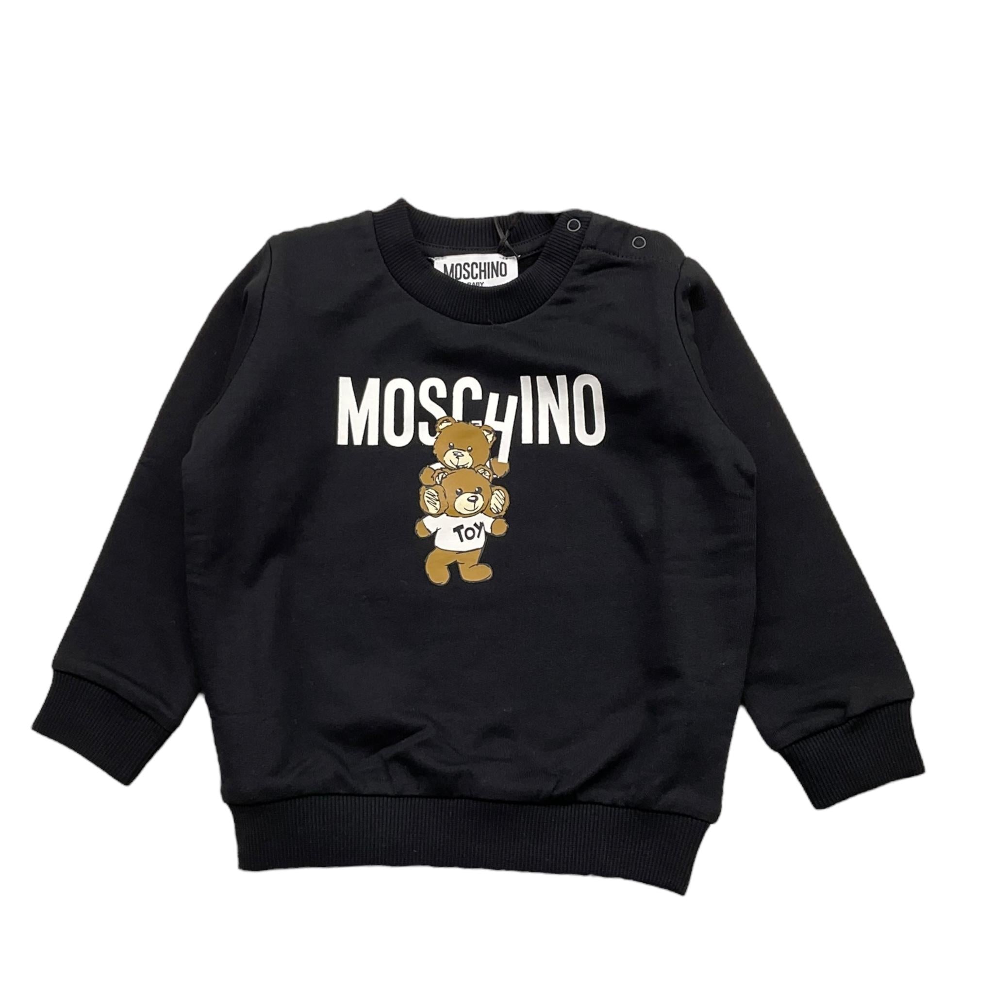 MOSCHINO felpa chiusa girocollo tinta unita con stampa Nero per Neonato MUF05JX NERO MOSCHINO 