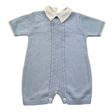 Isabel & Martinez Pagliaccetto Mezza Manica Tinta Unita con Ricami per Neonato IM25N528 AZZURRO ISABEL & MARTINEZ 