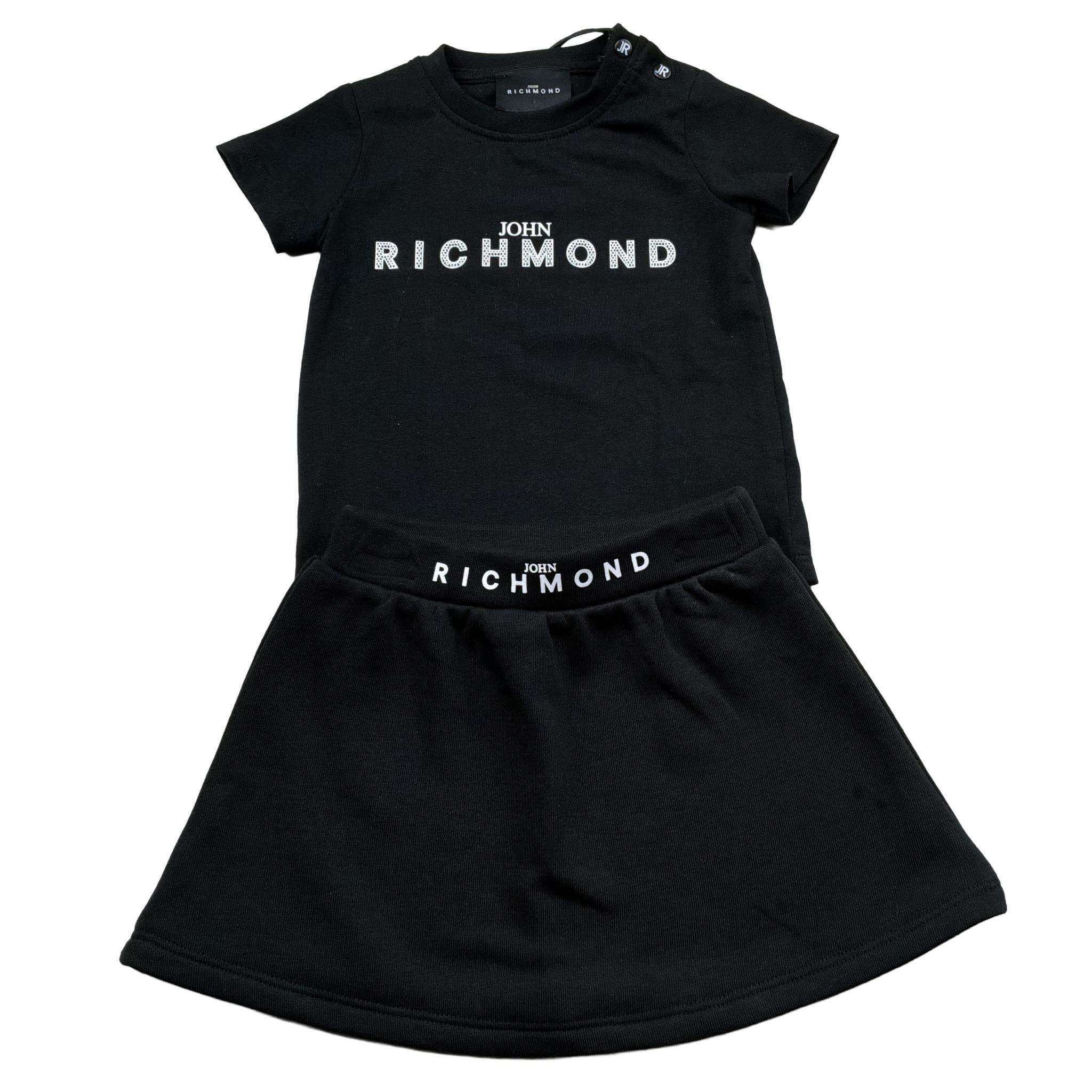 John Richmond Completo 2 Pezzi T-Shirt-Gonna Tinta Unita per Neonato RIP26043CJ NERO JOHN RICHMOND 