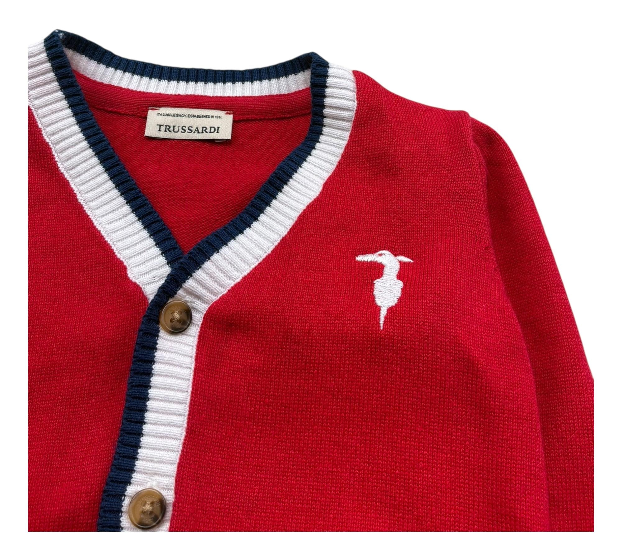Trussardi Cardigan Tinta Unita Scollo A V per Neonato TIP26007CD ROSSO TRUSSARDI 