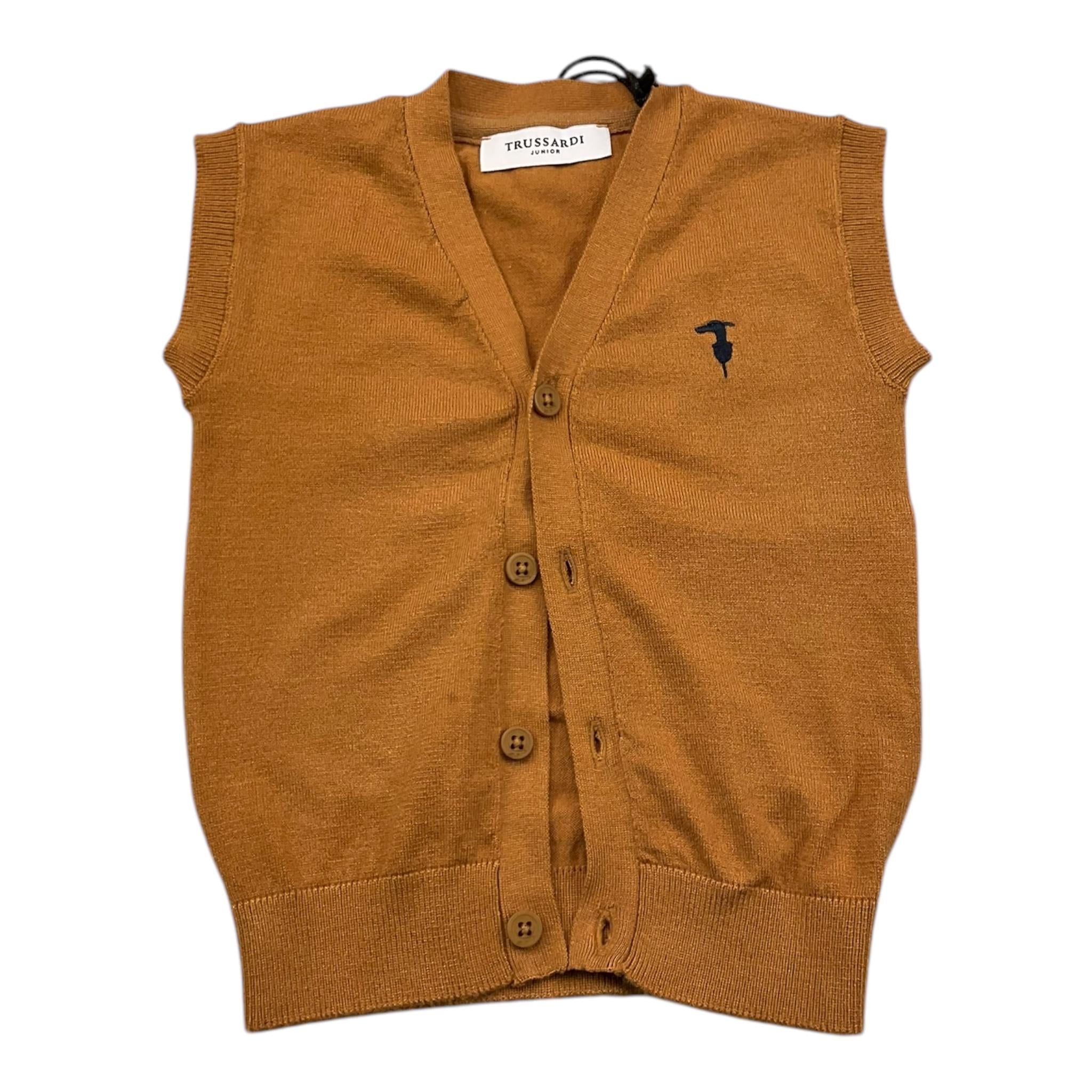 TRUSSARDI gilet tinta unita scollo a v Cammello per Neonato TIA25027 CAMMELLO TRUSSARDI 