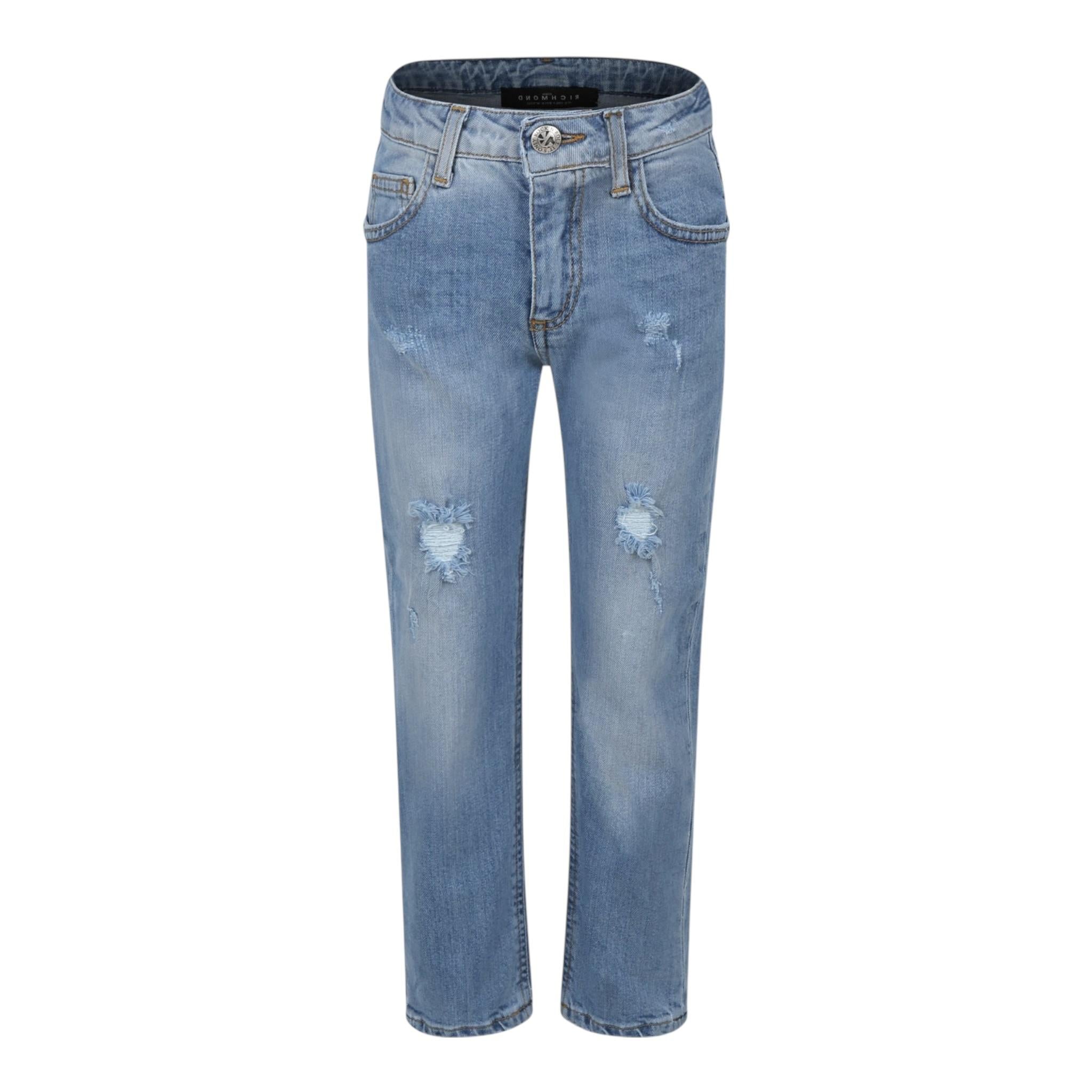 John Richmond Jeans Tinta Unita con Girovita Regolabile per Bambino RBP25182JE AZZURRO JOHN RICHMOND 