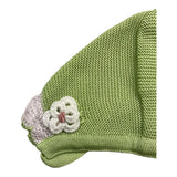 Marlu' Cappello Tinta Unita Con Ricami Verde Per Neonata