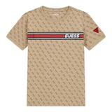 Guess T-Shirt Girocollo Tinta Unita con Stampa Logo per Bambino L4YI47J1314 BEIGE GUESS 