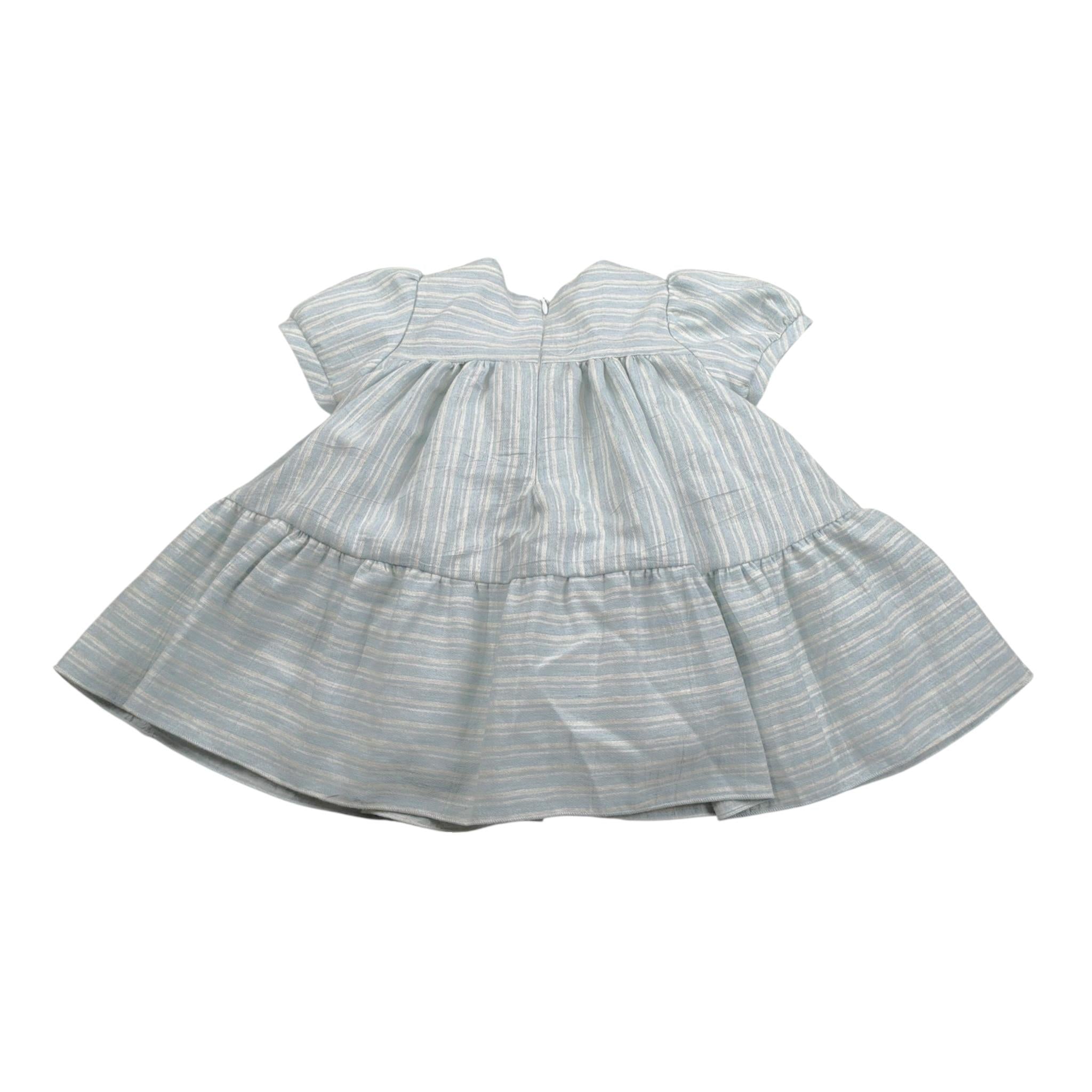 abito tinta unita con fantasia a righe LBG6320 AZZURRO LE BEBE' 