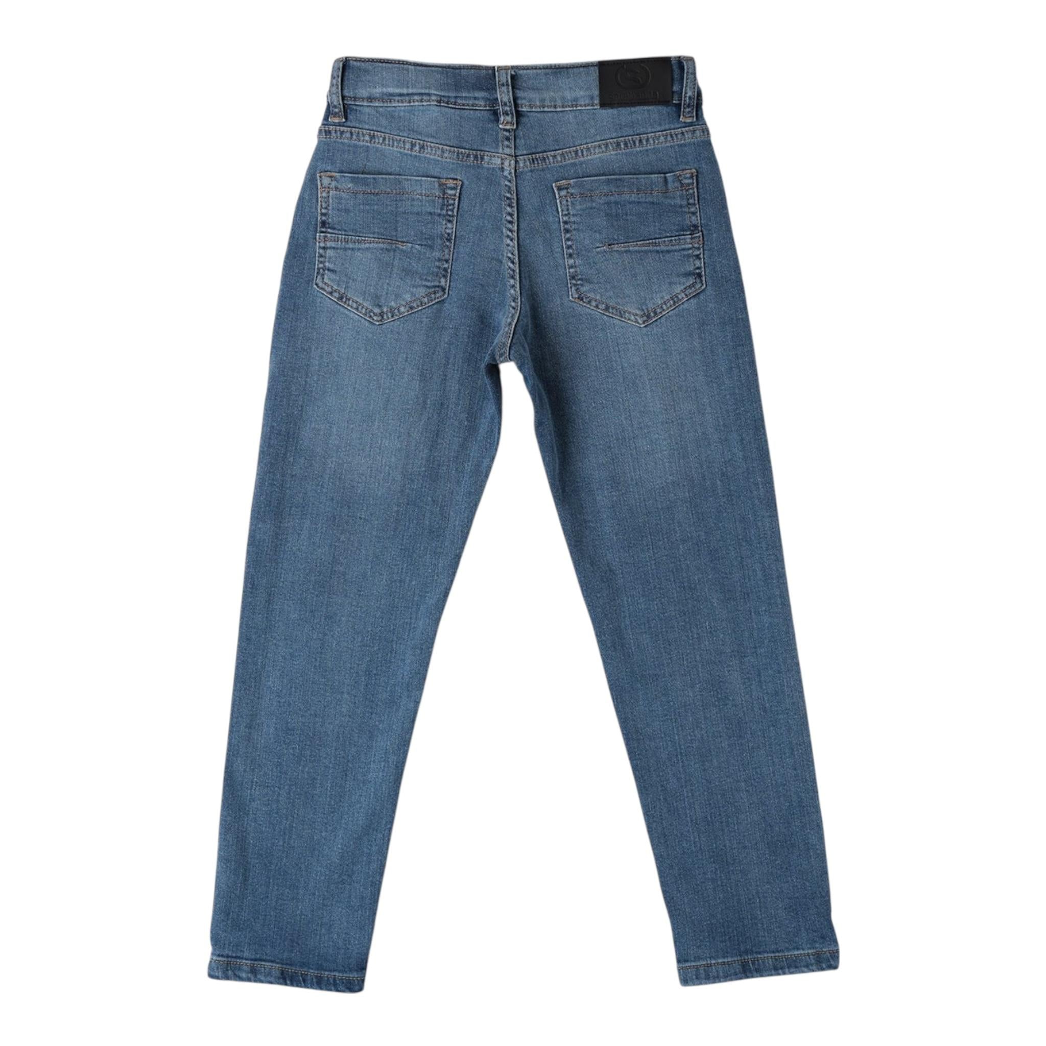 Sarabanda Jeans Tinta Unita con Girovita Regolabile per Bambino 0B633 BLU SARABANDA 