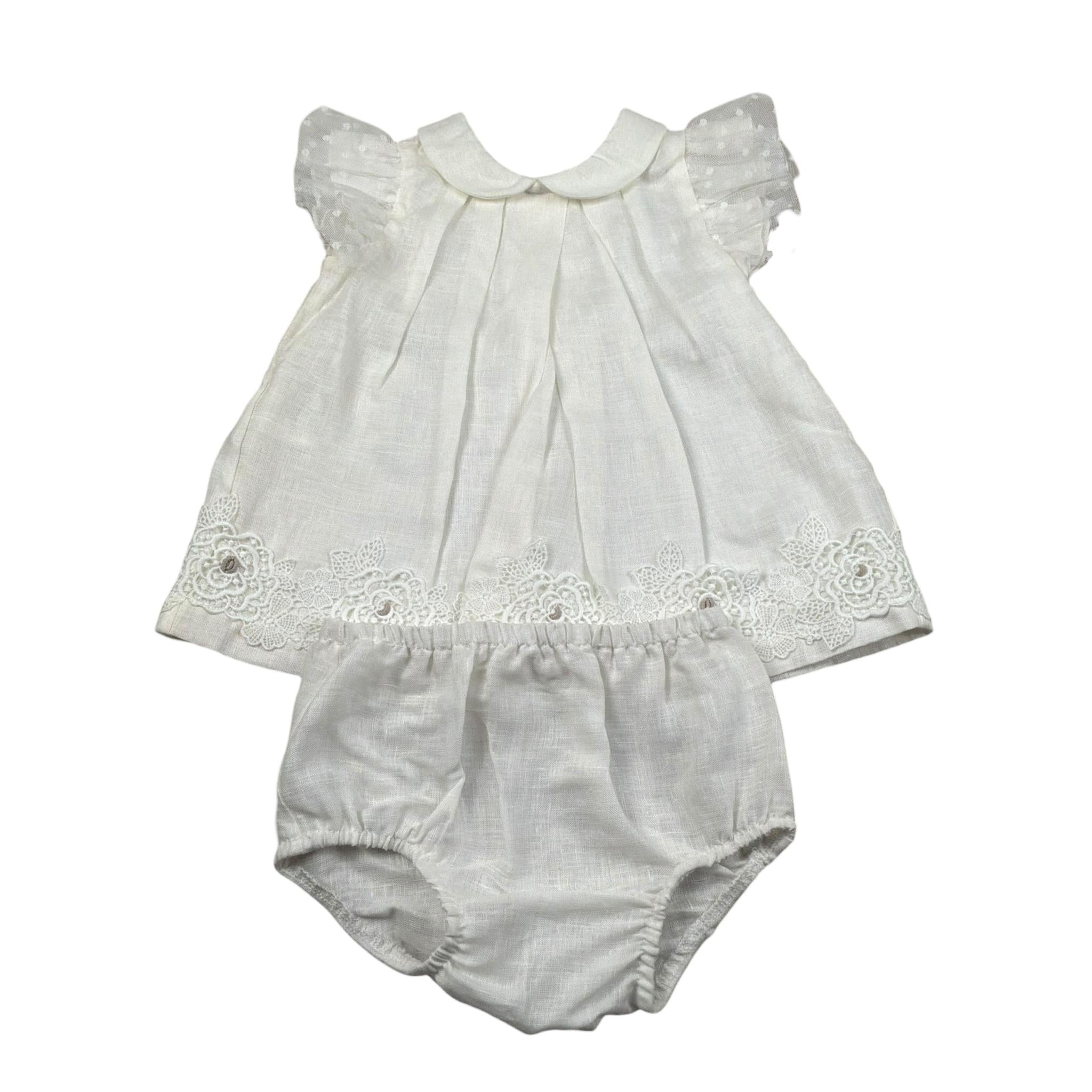 Marlu' Abito Mezza Manica Titna Unita con Culotte per Neonata EP1217MU BIANCO MARLU' 