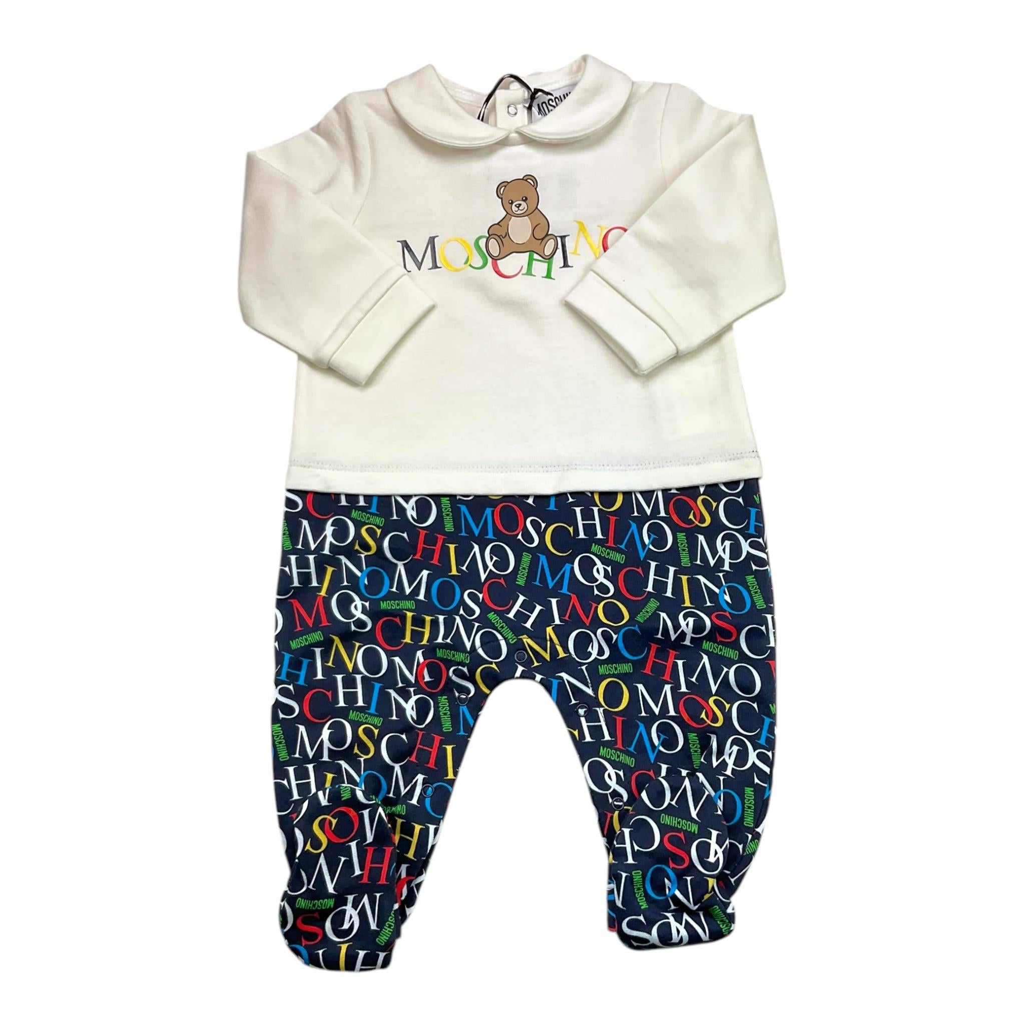 MOSCHINO tutina tinta unita con stampa Bianco per Neonato MMY06Z BIANCO MOSCHINO 