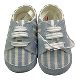 Lalalu' Sneakers Tinta Unita con Fantasia A Righe e Lacci Azzurro per Neonato