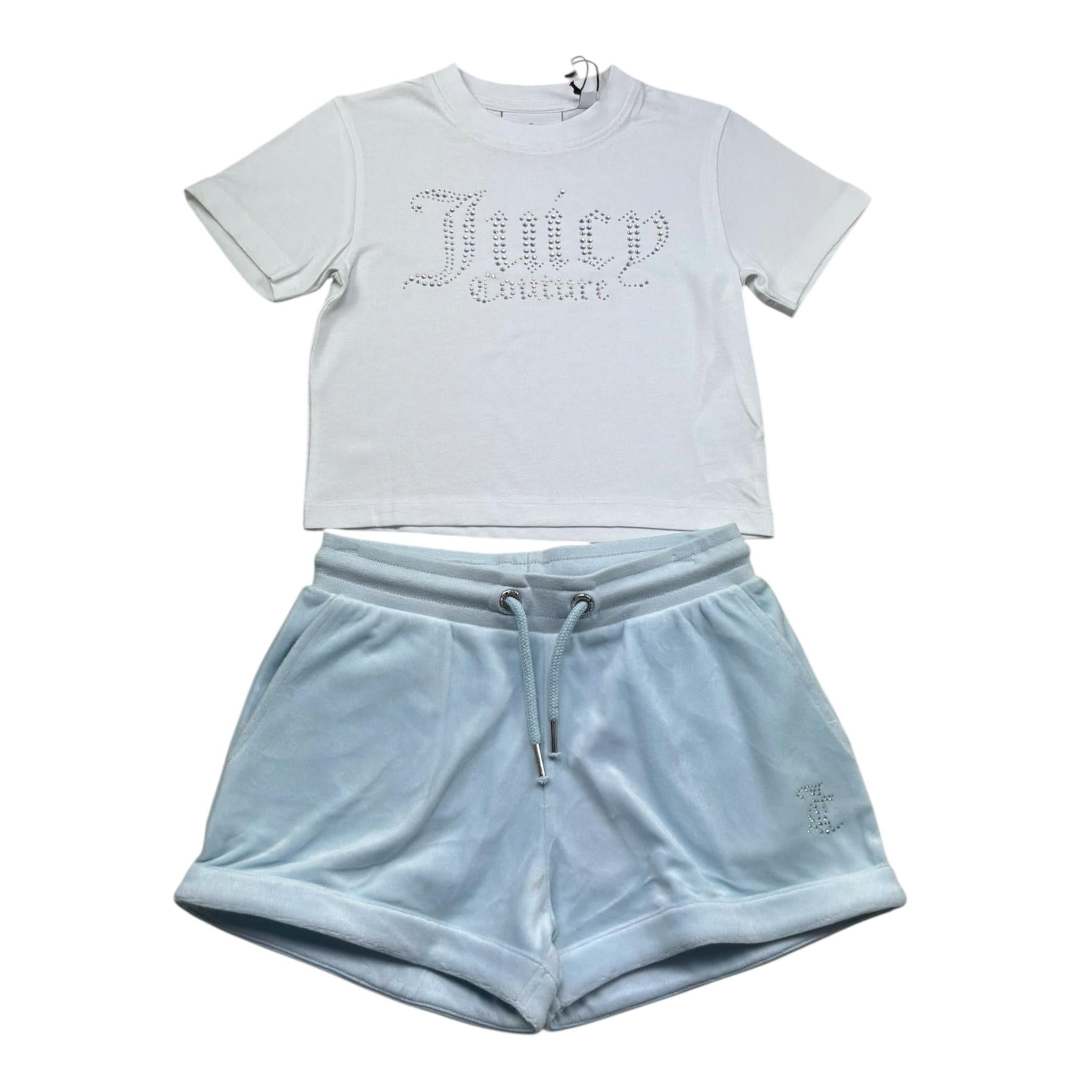 Juicy Couture Completo 2 Pezzi T-Shirt-Short per Bambina JBX6697 BIANCO JUICY COUTURE 
