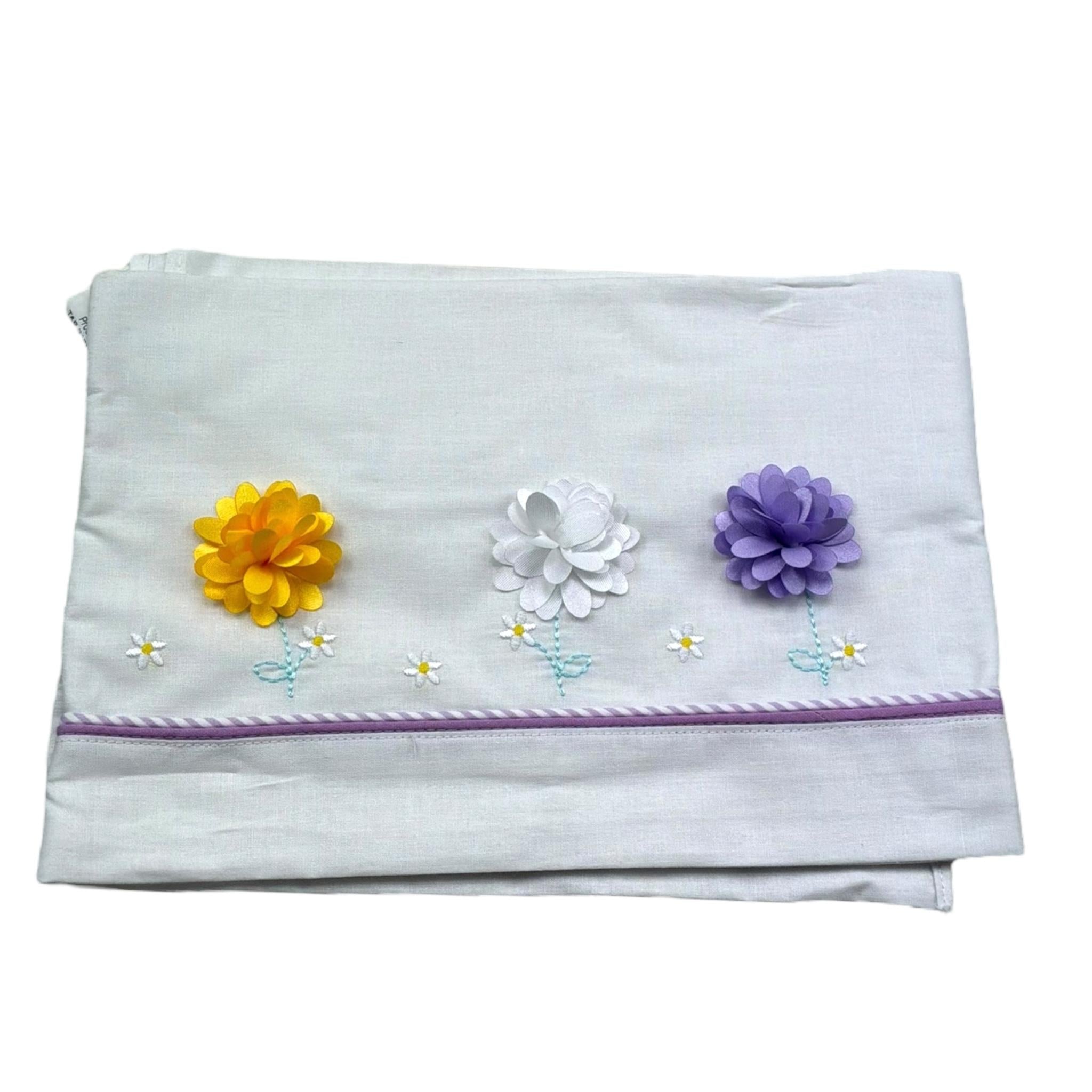 Isabel & Martinez Lenzuola Tinta Unita con Ricami per Neonata IM25N428 BIANCO ISABEL & MARTINEZ 