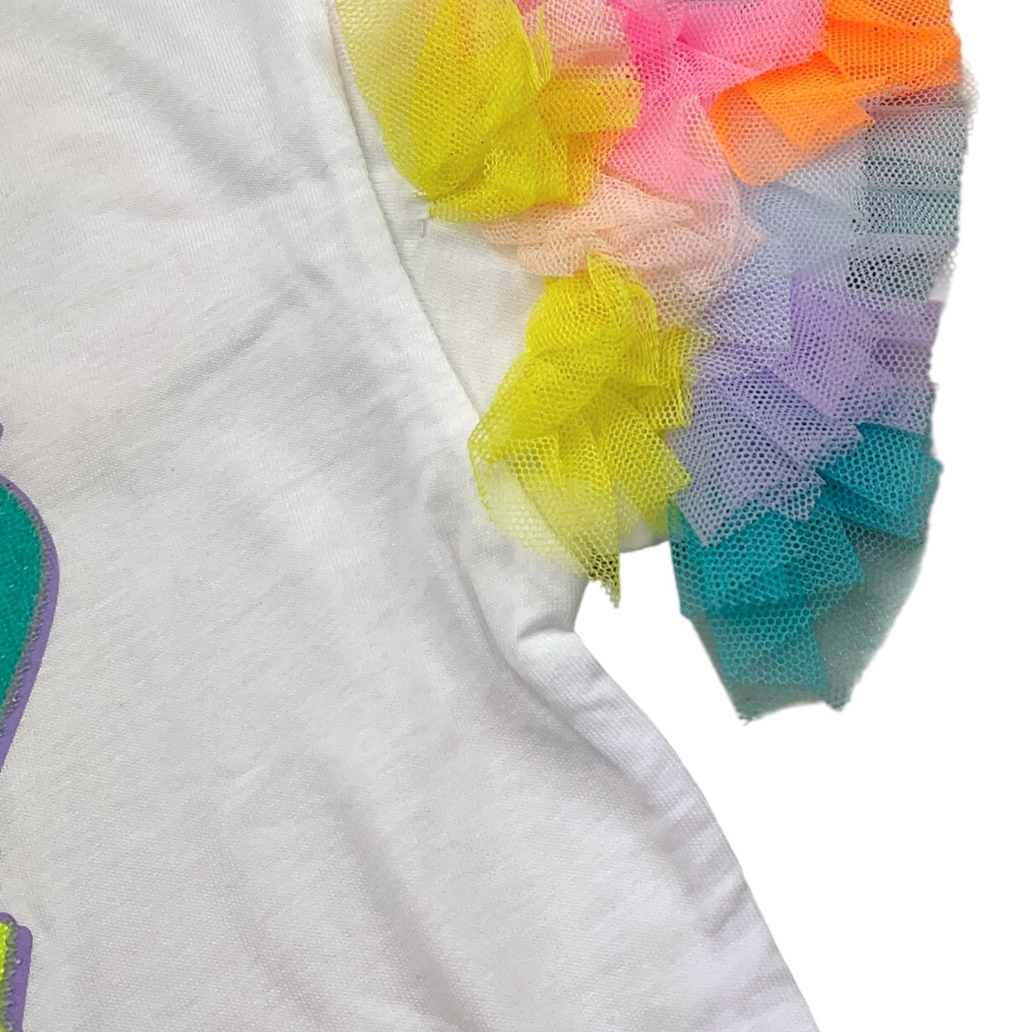 Billieblush T-Shirt Giocollo Tinta Unita con Maniche In Contrasto E Tulle per Bambina U20927 BIANCO BillIEBLUSH 