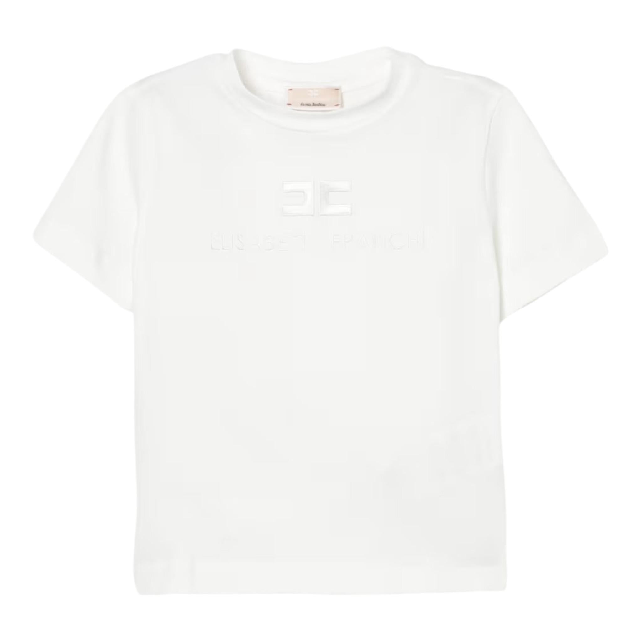 Elisabetta Franchi T-Shirt Girocollo Tinta Unita con Stampa per Neonata EGTS094 BIANCO ELISABETTA FRANCHI 