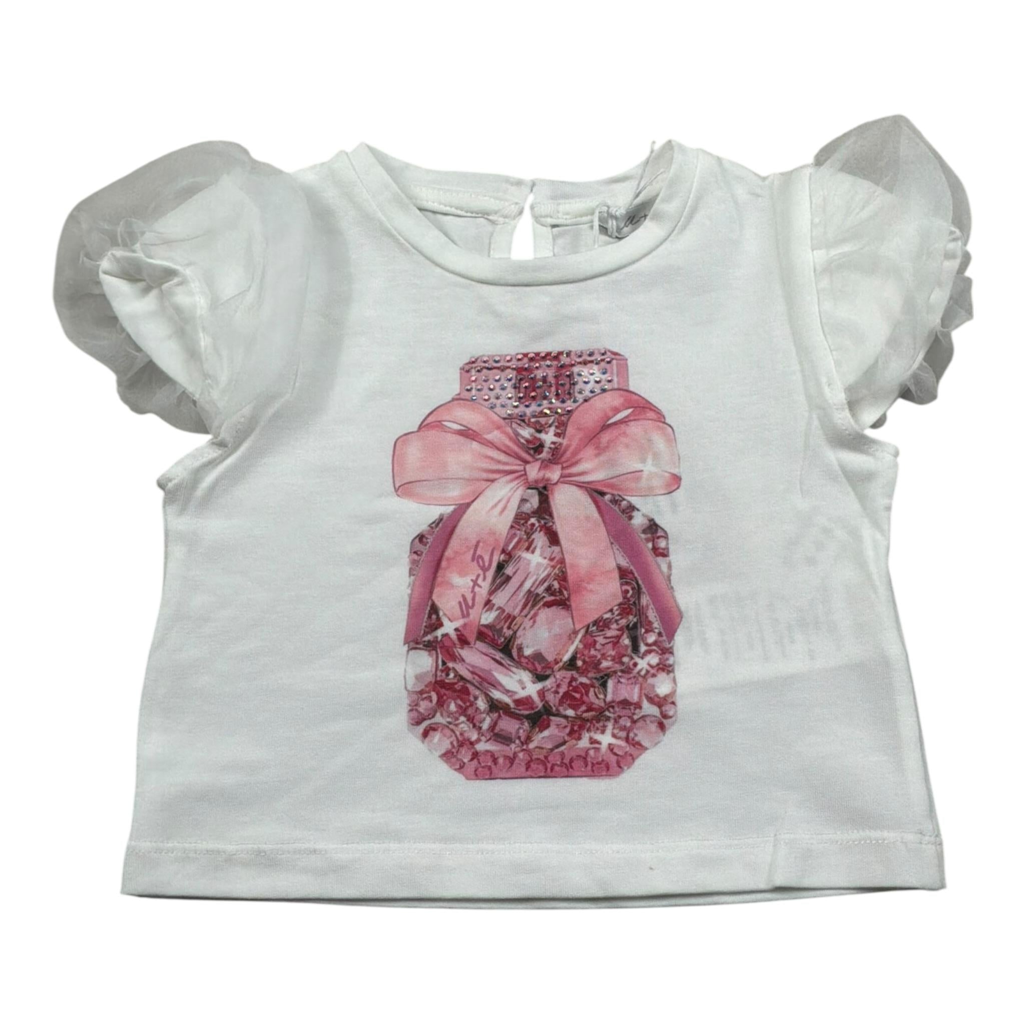 M+E' T-Shirt Girocollo Tinta Unita con Stampa per Neonata UE1856X BIANCO M+E' 