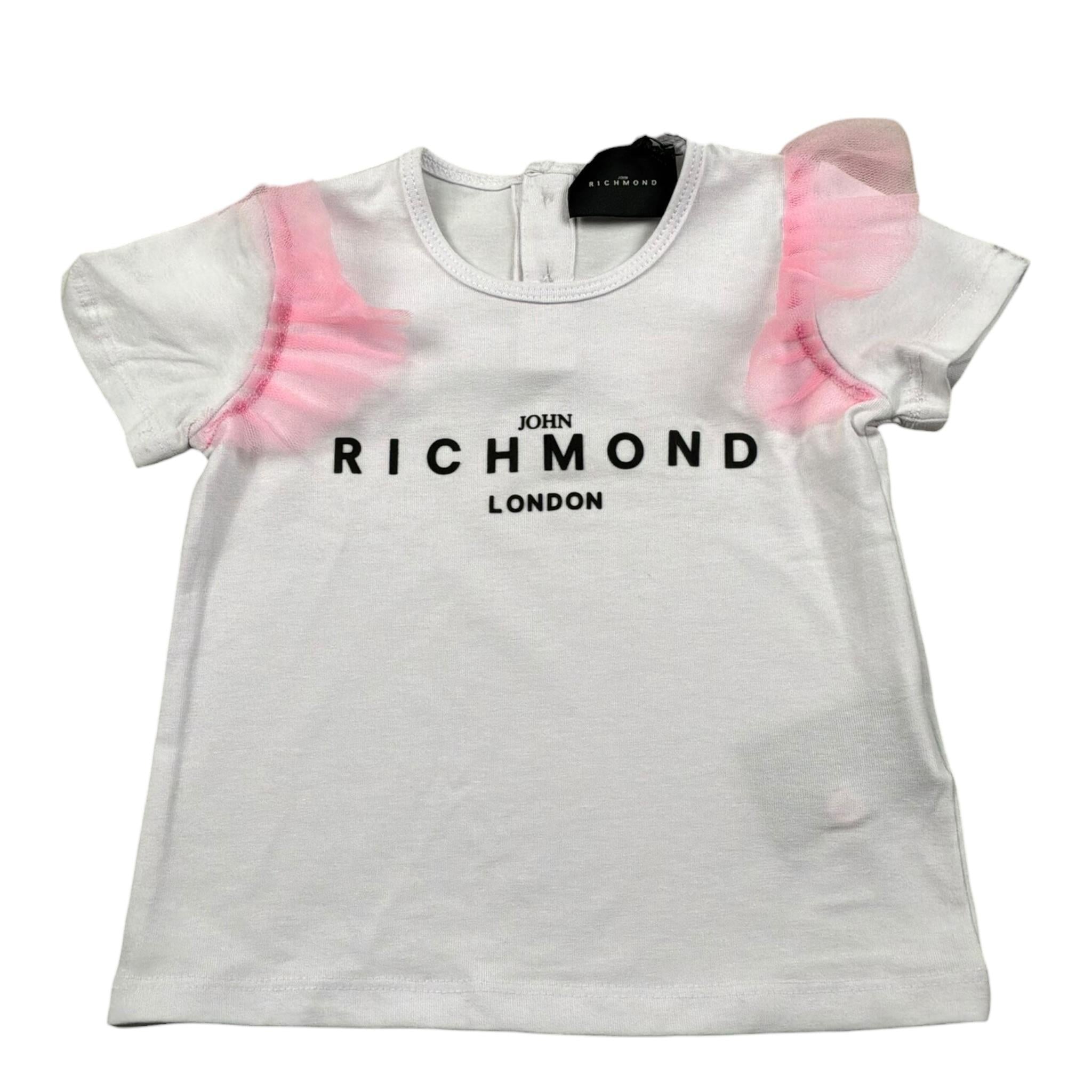 John Richmond T-Shirt Girocollo Tinta Unita con Tulle per Neonata RIP25041TS BIANCO JOHN RICHMOND 