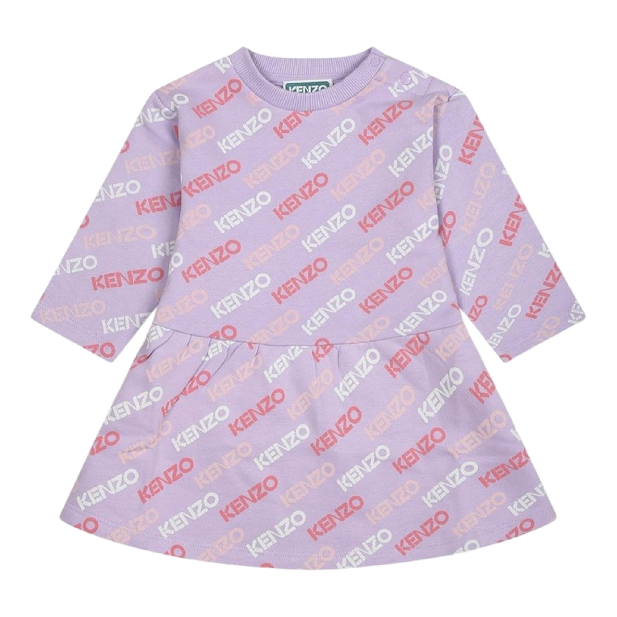 KENZO abito manica lunga tinta unita con stampe logo Lilla per Neonata K60477 LILLA KENZO 