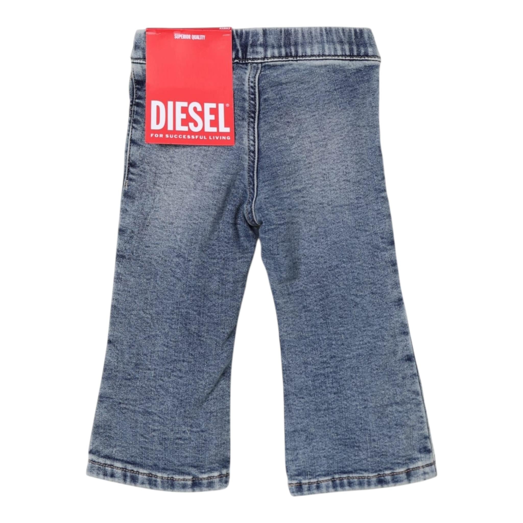 Diesel Jeans Tinta Unita con Eladtico In Vita per Bambina K00649 AZZURRO DIESEL 