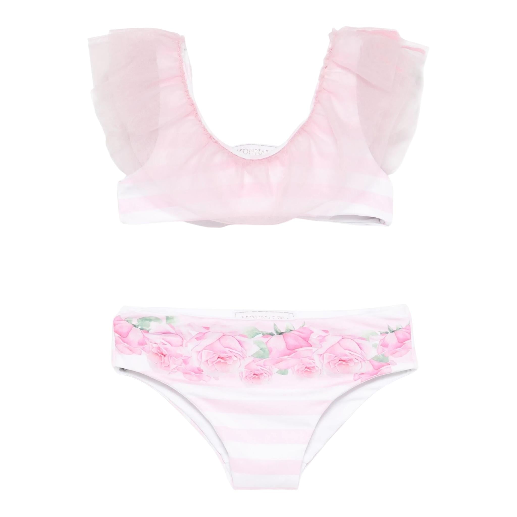 Monnalisa Costume 2 Pezzi Fascia-Slip Tinta Unita con Stampa per Neonata 39E041 ROSA MONNALISA 